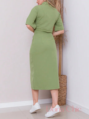 Conjunto Cropped Com Saia Midi E Fenda Frontal Conjunto Cropped Com Saia Midi E Fenda Frontal