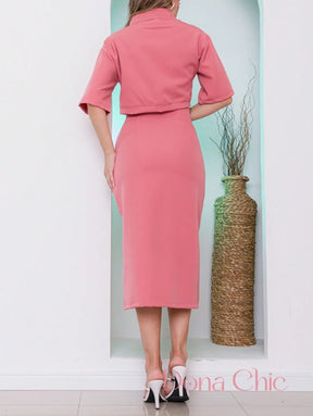Conjunto Cropped Com Saia Midi E Fenda Frontal Conjunto Cropped Com Saia Midi E Fenda Frontal