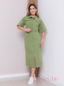 Conjunto Cropped Com Saia Midi E Fenda Frontal Verde / P Conjunto Cropped Com Saia Midi E Fenda Frontal