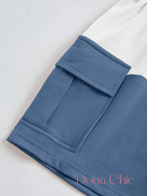 Conjunto Cropped Detalhes Color Block E Short Ajustável Conjunto Cropped Detalhes Color Block E Short Ajustável