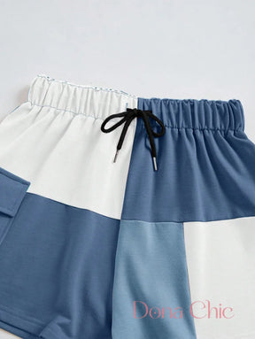Conjunto Cropped Detalhes Color Block E Short Ajustável Conjunto Cropped Detalhes Color Block E Short Ajustável