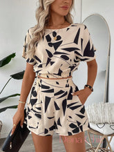 Conjunto Cropped Estampado Com Shorts De Bolsos Damasco / P Conjunto Cropped Estampado Com Shorts De Bolsos