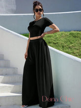 Conjunto Cropped Manga Curta E Calça Pantalona Preto / P Conjunto Cropped Manga Curta E Calça Pantalona