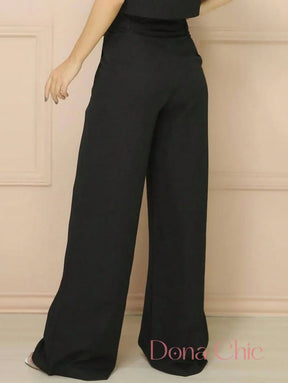 Conjunto Cropped Minimalista Com Calça Reta Elegante Conjunto Cropped Minimalista Com Calça Reta Elegante
