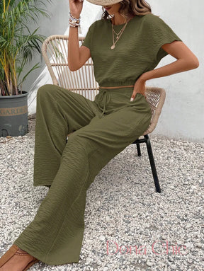 Conjunto Cropped Texturizado Com Calça De Amarração Conjunto Estampado Geométrico Com Blusa Solta