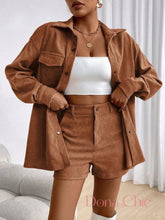 Conjunto De Alfaiataria Com Camisa E Short Moderno Castanho / P Conjunto De Alfaiataria Com Camisa E Short Moderno