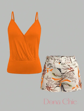 Conjunto Decote Transpassado Com Calça Estampada Conjunto Decote Transpassado Com Calça Estampada