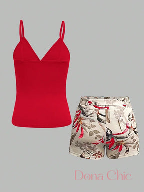 Conjunto Decote Transpassado Com Calça Estampada Conjunto Decote Transpassado Com Calça Estampada