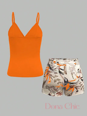 Conjunto Decote Transpassado Com Calça Estampada Conjunto Decote Transpassado Com Calça Estampada