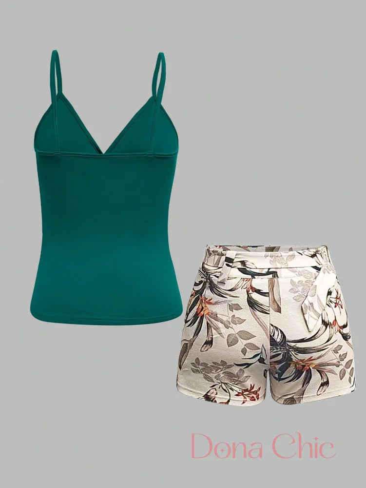Conjunto Decote Transpassado Com Calça Estampada Conjunto Decote Transpassado Com Calça Estampada