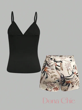 Conjunto Decote Transpassado Com Calça Estampada Conjunto Decote Transpassado Com Calça Estampada