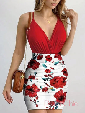 Conjunto Decote V Com Saia Justa Estampada Floral P Conjunto Com Zíper Frontal E Saia Longa Com Fenda
