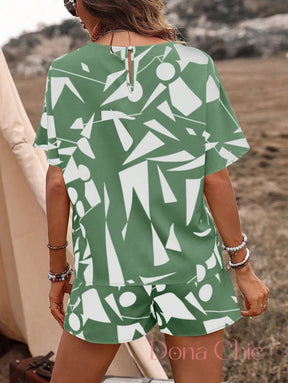 Conjunto Estampado Geométrico Com Blusa Solta Conjunto Estampado Geométrico Com Blusa Solta