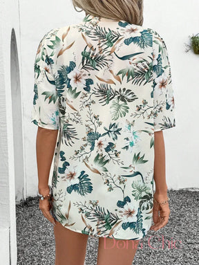 Conjunto Kimono Estampado Com Top Branco E Shorts Conjunto Kimono Estampado Com Top Branco E Shorts