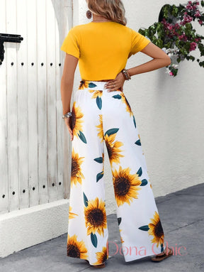 Conjunto Laço Frontal Com Calça Estampada Floral Conjunto Laço Frontal Com Calça Estampada Floral