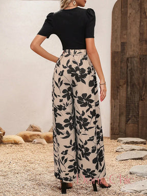 Conjunto Manga Bufante Com Calça Estampada Flare Conjunto Manga Bufante Com Calça Estampada Flare