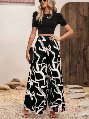 Conjunto Manga Bufante Com Calça Estampada Flare Conjunto Manga Bufante Com Calça Estampada Flare