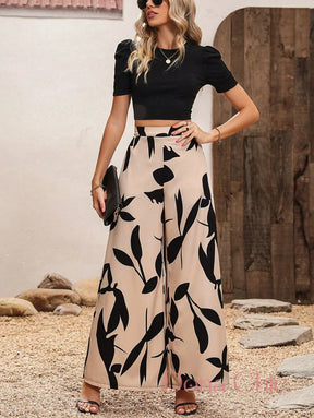 Conjunto Manga Bufante Com Calça Estampada Flare Conjunto Manga Bufante Com Calça Estampada Flare