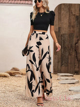 Conjunto Manga Bufante Com Calça Estampada Flare Cor 1 / P Conjunto Manga Bufante Com Calça Estampada Flare