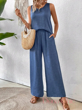Conjunto Regata Com Detalhe Vazado E Calça Pantalona Conjunto Regata Com Detalhe Vazado E Calça Pantalona