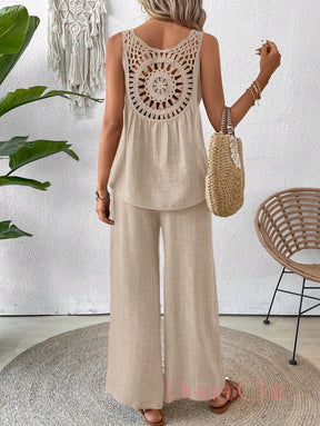 Conjunto Regata Com Detalhe Vazado E Calça Pantalona Conjunto Regata Com Detalhe Vazado E Calça Pantalona