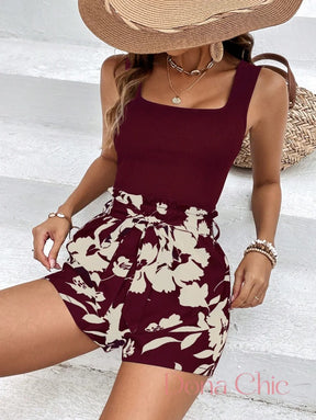 Conjunto Regata Com Short Floral Cintura Alta Conjunto Regata Com Short Floral Cintura Alta