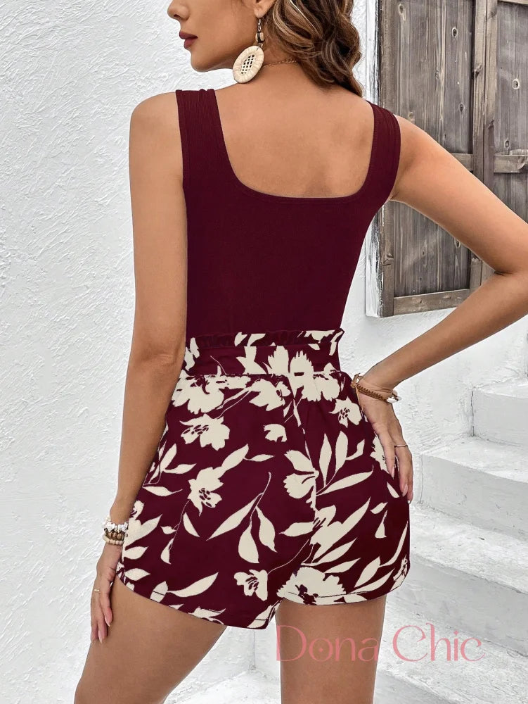 Conjunto Regata Com Short Floral Cintura Alta Conjunto Regata Com Short Floral Cintura Alta