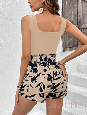 Conjunto Regata Com Short Floral Cintura Alta Conjunto Regata Com Short Floral Cintura Alta