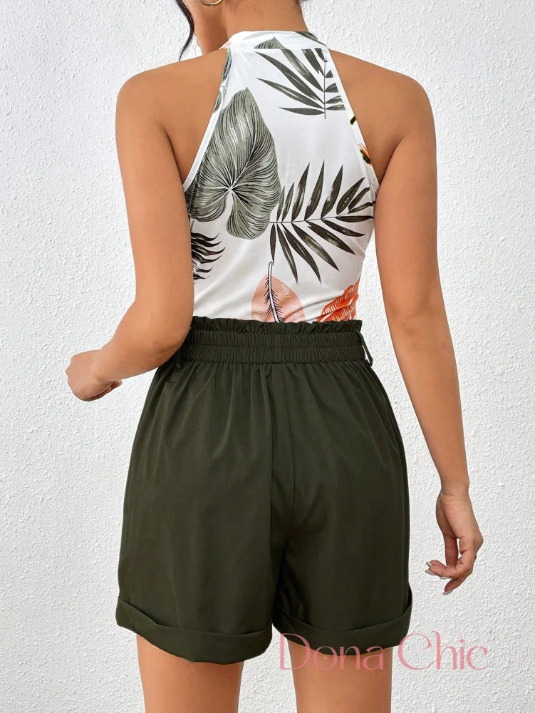 Conjunto Regata Estampada Com Shorts De Alfaiataria Conjunto Regata Estampada Com Shorts De Alfaiataria
