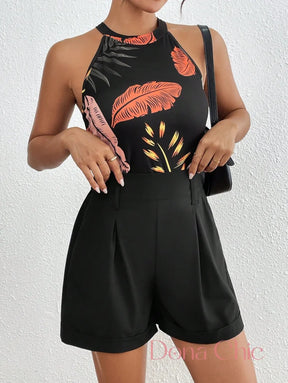 Conjunto Regata Estampada Com Shorts De Alfaiataria Conjunto Regata Estampada Com Shorts De Alfaiataria