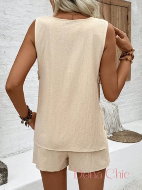 Conjunto Regata Lateral Aberta Com Shorts De Elástico Conjunto Regata Lateral Aberta Com Shorts De Elástico