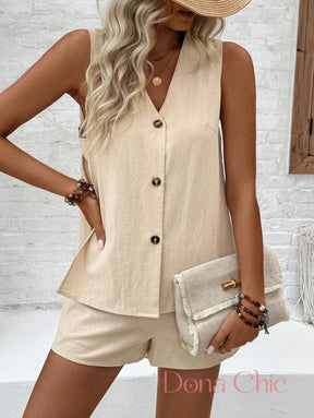 Conjunto Regata Lateral Aberta Com Shorts De Elástico Conjunto Regata Lateral Aberta Com Shorts De Elástico