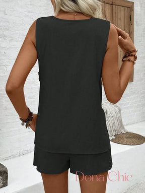 Conjunto Regata Lateral Aberta Com Shorts De Elástico Conjunto Regata Lateral Aberta Com Shorts De Elástico