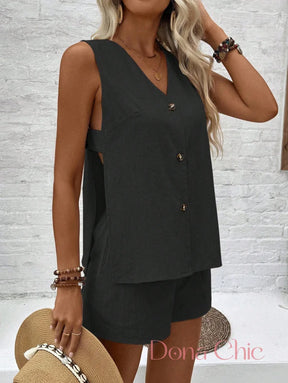 Conjunto Regata Lateral Aberta Com Shorts De Elástico Conjunto Regata Lateral Aberta Com Shorts De Elástico