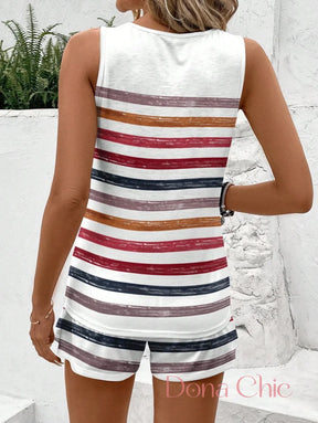 Conjunto Regata Listrado Com Shorts Solto Conjunto Regata Listrado Com Shorts Solto