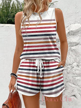 Conjunto Regata Listrado Com Shorts Solto Cor 1 / P Conjunto Regata Listrado Com Shorts Solto