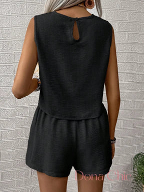 Conjunto Regata Texturizada Com Shorts Confortável Conjunto Regata Texturizada Com Shorts Confortável