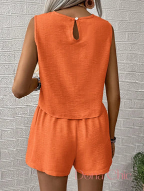 Conjunto Regata Texturizada Com Shorts Confortável Conjunto Regata Texturizada Com Shorts Confortável