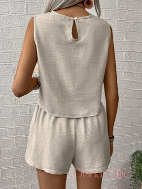 Conjunto Regata Texturizada Com Shorts Confortável Conjunto Regata Texturizada Com Shorts Confortável