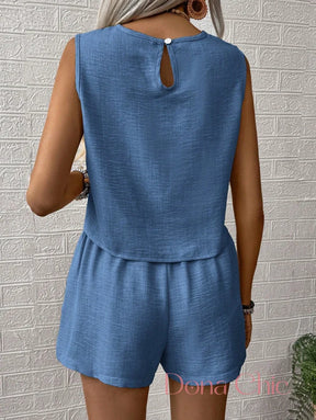 Conjunto Regata Texturizada Com Shorts Confortável Conjunto Regata Texturizada Com Shorts Confortável