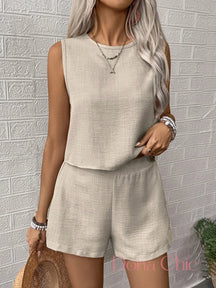 Conjunto Regata Texturizada Com Shorts Confortável Damasco / P Conjunto Regata Texturizada Com Shorts Confortável