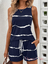 Conjunto Regata Tie Dye Com Short Ajustável Azul / P Conjunto Regata Tie Dye Com Short Ajustável