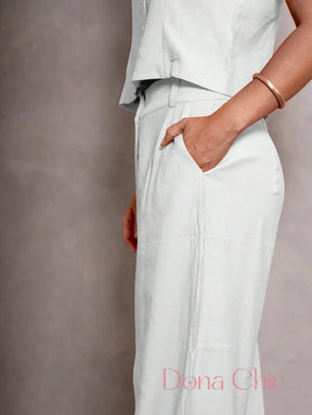 Conjunto Sem Mangas Com Calça Pantalona Elegante Conjunto Sem Mangas Com Calça Pantalona Elegante