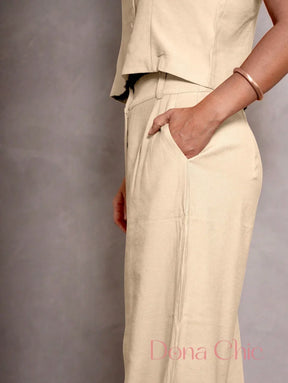 Conjunto Sem Mangas Com Calça Pantalona Elegante Conjunto Sem Mangas Com Calça Pantalona Elegante