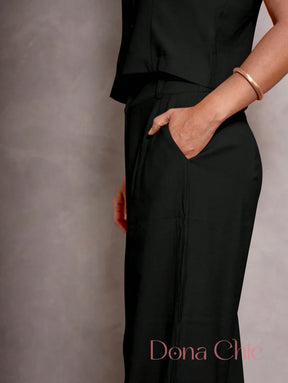 Conjunto Sem Mangas Com Calça Pantalona Elegante Conjunto Sem Mangas Com Calça Pantalona Elegante