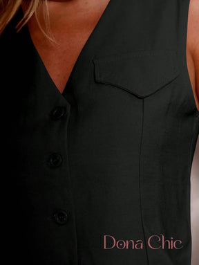 Conjunto Sem Mangas Com Calça Pantalona Elegante Conjunto Sem Mangas Com Calça Pantalona Elegante