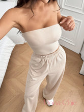 Conjunto Tomara Que Caia Canelado Com Calça Conforto Damasco / P Conjunto Tomara Que Caia Canelado Com Calça Conforto