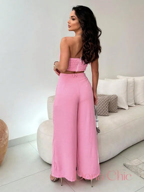 Conjunto Tomara Que Caia Com Calça Alfaiatada Fluida Conjunto Tomara Que Caia Com Calça Alfaiatada Fluida