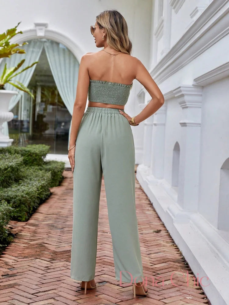 Conjunto Tomara Que Caia Com Calça De Amarração Conjunto Tomara Que Caia Com Calça De Amarração