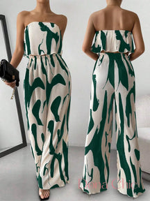 Conjunto Tomara Que Caia Com Calça Pantalona Plissada Verde / P Conjunto Tomara Que Caia Com Calça Pantalona Plissada